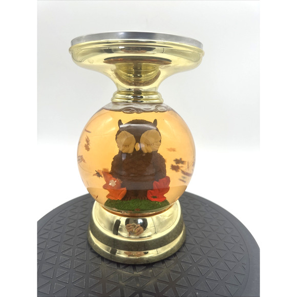 Bath & Body Works 2022 Owl Leaves Water Globe Candle Pedestal Stand Holder - Picture 1 of 5